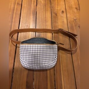 Clare V. x HTH Excellent Condition Checkered Belt Bag with Brown Leather Strap